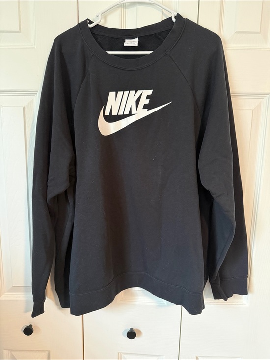 Nike Sweaters - Nike Black Crewneck Sweatshirt with White Swoosh Logo